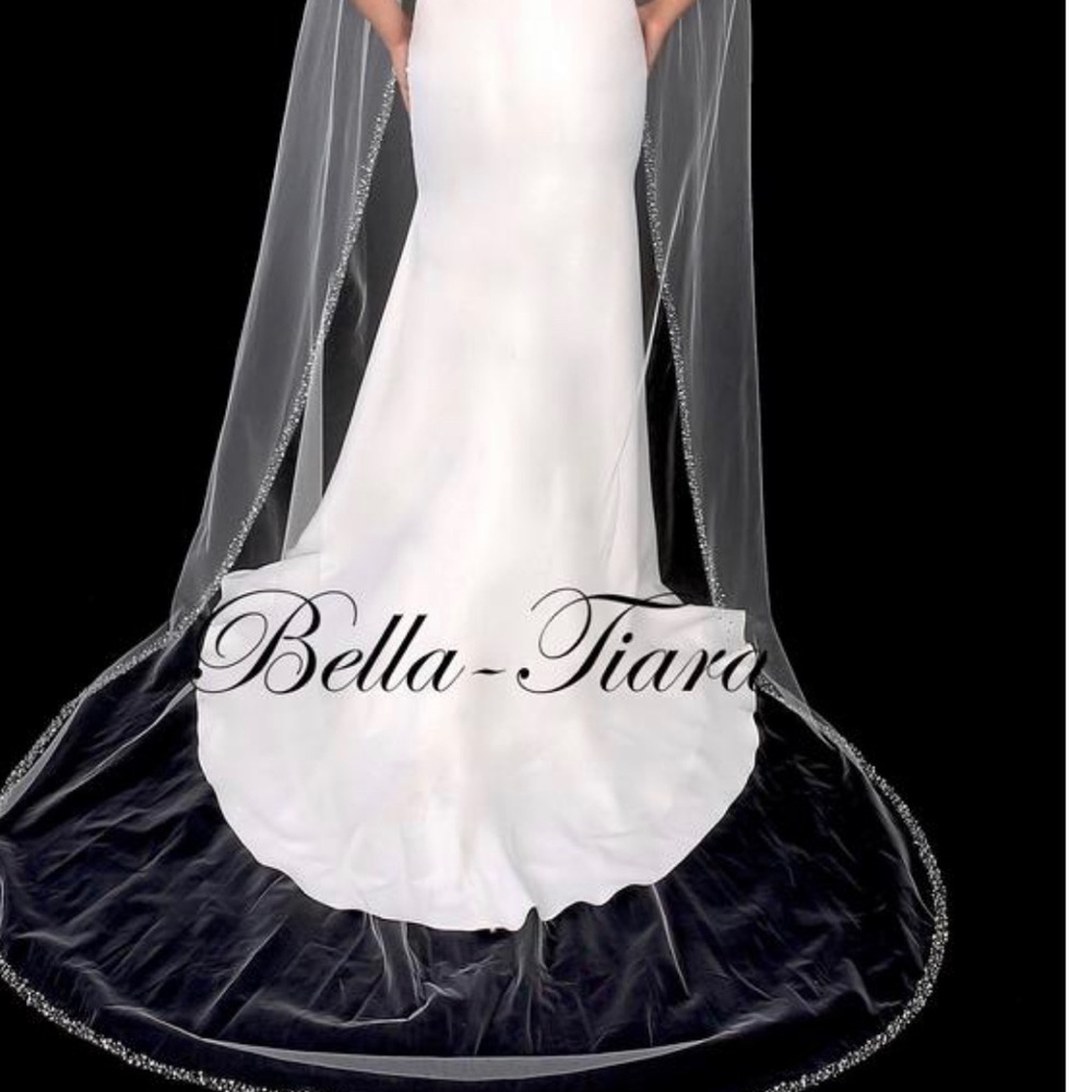 McKenna Crystal Beaded Edge Cathedral veil